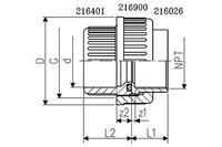 Gewindeverschraubungen, PVC-U  Rp-Rp