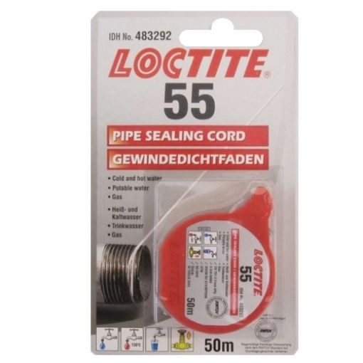 LOCTITE 55, 50m Loctite Gewindedichtfaden mit Gas- und Trinkwasserfreigabe  