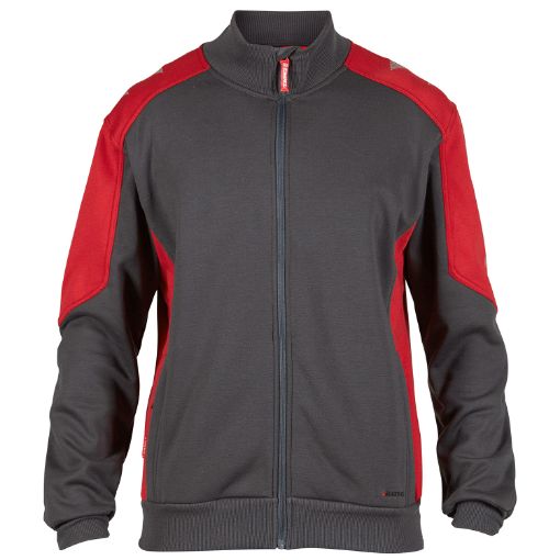 Engel Sweat Cardigan mit Kragen, Größe: M, Farbe: Anthrazitgrau/Tomato Red 8830-233-79757  