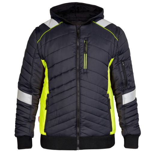 Engel Steppjacke mit abnehmbarer Kapuze und Ärmel, Größe: XS, Farbe: Schwarz/Gelb 1870-224-2038  