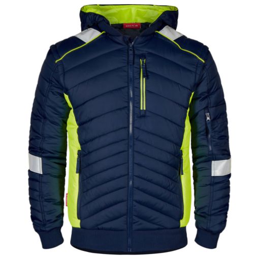 Engel Steppjacke mit abnehmbarer Kapuze und Ärmel, Größe: 6XL, Farbe: Blue Ink/Gelb 1870-224-16538  