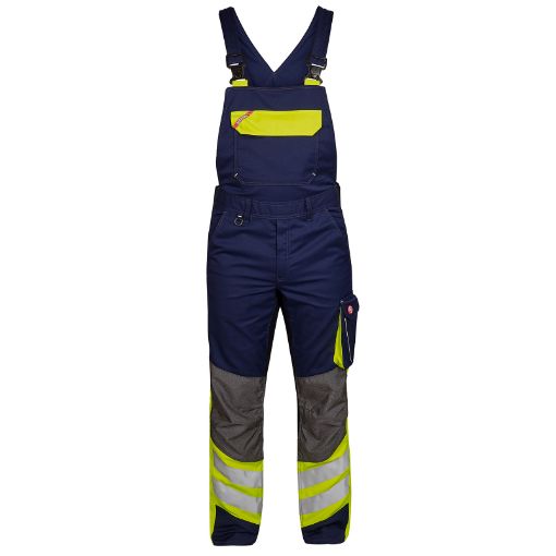 Engel Latzhose mit Reflexionstreifen, Größe: 48, Farbe: Blue Ink/Gelb 3870-217-16538  