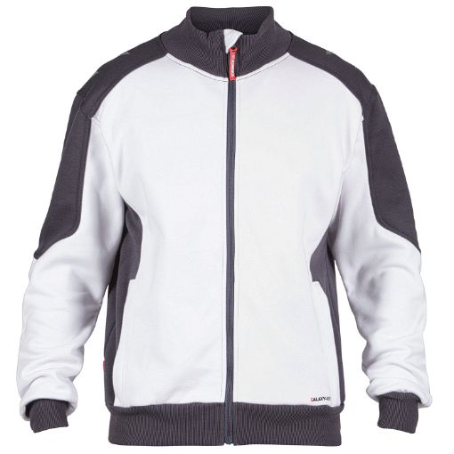 Engel Sweat Cardigan mit Kragen, Größe: L, Farbe: Weiss/Anthrazitgrau 8830-233-379  