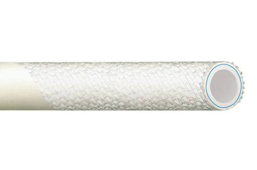 Industrieschlauch 019x6 mm weiß umflochten m. Glasgewebe, Rolle:40m, BD:20 bar  