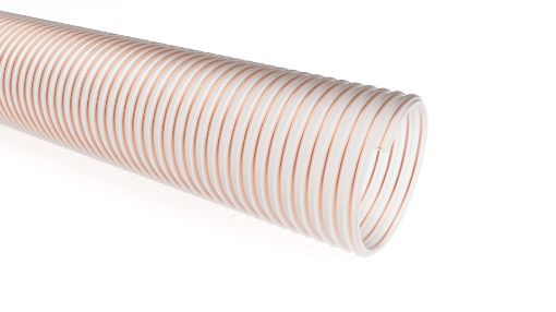PU Spiralschlauch für schwere Absaugung und Förderung 152x7,5 mm, transparent Innendurchmesser 152 mm, Wandstärke 7,5 mm, Außendurchmesser 167 mm, RL15 PU Absaug- und Förderschlauch -40°C bis 90°C 