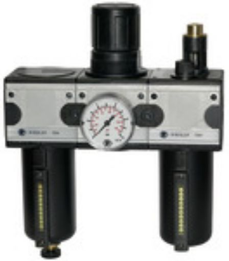 FRL 12 M-SR Wartungseinheit 3-teilig multifix G 3/8 / Metallbehälter mit Sichtrohr 0,5 bis 10 bar inkl. Manometer 