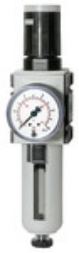 FU 813 Filterregler futura / G 3/8 / BG II Eingang 1,5-16 bar / Ausgang 0,5-8 bar mit Polycarbonatbehälter u. Schutzkorb inkl. Manometer / Kondensatablass: HA 