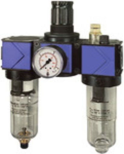 VW 12 Wartungseinheit 3-tlg. variobloc / G 1/4 mit Polycarbonatbehälter und Manometer  