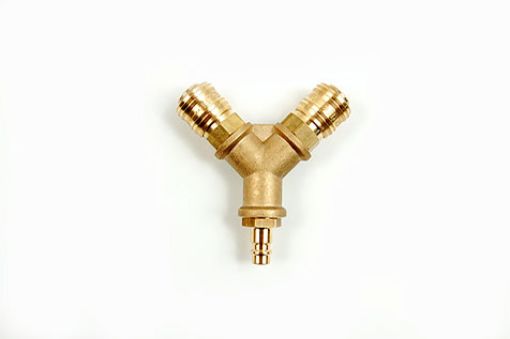 ES-Y-VERTEILER 2-FACH AG 1/2", 2 X KUPPLUNG Luftweiche mit Außengewinde und zwei Kupplungsdosen, NW 7,2 Messing ESV2.A12.2K 