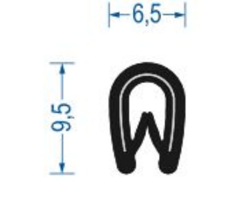 ProfilA1013-100 Kantenschutzprofil aus PVC, B/H: 06,5/09,5 * K: 1-2mm mit eingebetteten Metallklemmbändern, entspr. 461.0028 