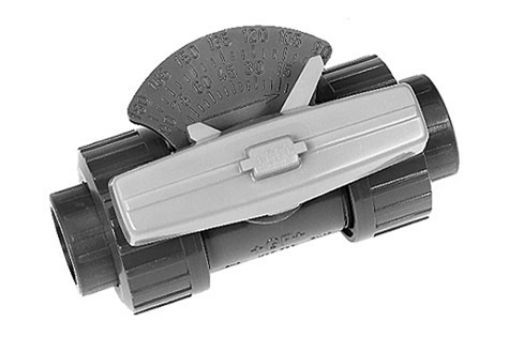 161323422 Dosierkugelhahn, PVC-U/EPDM, mit Gewindemuffe Rp,  1/2" GF, PN 10 