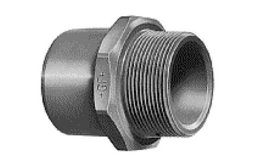 721910560 Übergangs-Muffennippel, PVC-U, metrisch R, d=40mm (d1)=50mm R 11/2" GF, PN 16 