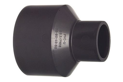 721910924 PRO-FIT Reduktion, PVC-U, metrisch, d=63 (d1)=75 (d2)=32 (d3)=40 mm GF,PN 16 