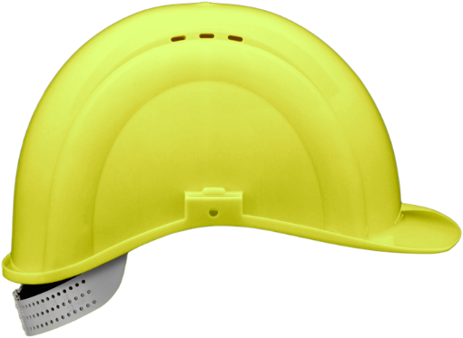 Schutzhelm Inap Defender-6 gelb mit 6Punkt Gurtband-Innenausstattung, Schweißband mit tief in den Nacken heruntergezogener Helmschale 