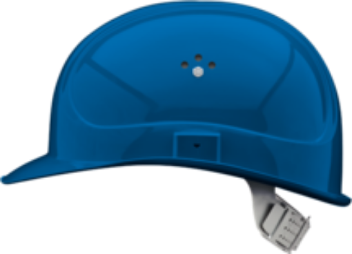 Schutzhelm Inap Master-4 blau mit 4Punkt Gurtband-Innenausstattung, Schweißband mit im Nacken heruntergezogener Helmschale 