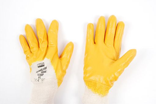 Superlite T4700P/8M Größe:8 Handschuh mit gelber Beschichtung getaucht auf genähtem Trägergewebe 