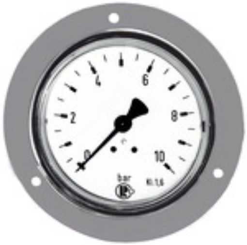 307/63 Frontring-Manometer / 63 mm / 0-16 bar G 1/4 rückseitig / Gehäuse Stahlblech Frontring poliert  