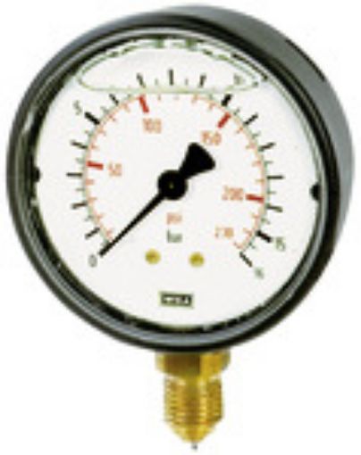 714-K Glyzerin-Manometer / G 1/4 senkrecht 63 mm / 0-250 bar / Gehäuse Kunststoff Doppelskale bar/psi (rot) 