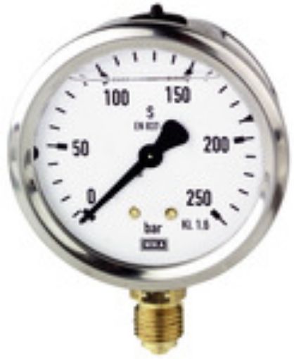 724-C Glyzerin-Manometer / G 1/2 senkrecht 100 mm / 0-2,5 bar / Gehäuse Edelstahl  