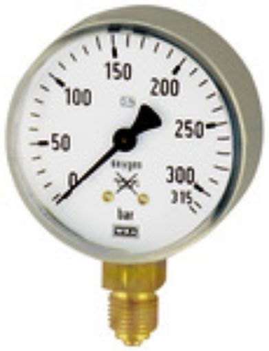 411 Manometer (Acetyl.) / 63 mm / 0-2,5 bar G 1/4 senkrecht / Gehäuse Stahl  