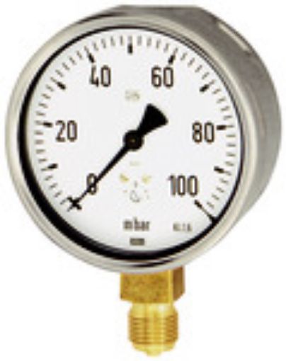 5816 Manometer / G 1/4 senk. / 0-250 mbar 63 mm / Gehäuse Stahl mit Nullpunktkorrektur  