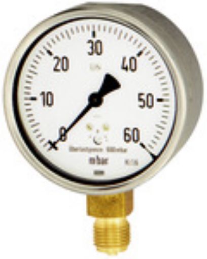 5843 Manometer / G 1/4 senk. / 0-160 mbar 63 mm / Gehäuse Stahl  