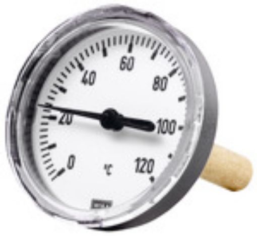 4602 Bimetallthermometer / G 1/2 hinten Gehäuse Kunststoff / Tauchschaft 40 mmø 63 mm 0°C -120 °C / für Heiztechnik Klasse 2,0 