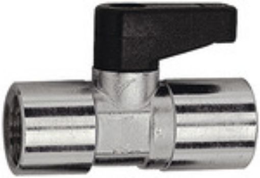 371.01 Mini-Kugelhahn / R/RP 1/8 i. / SW 14 Messing vernickelt / mit Drehgriff Betriebsdruck max. 10 bar /  