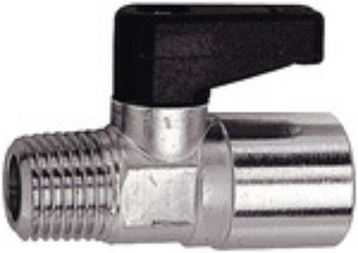 371.06 Mini-Kugelhahn / R 3/8 a./ RP 1/4 i. Messing vernickelt / mit Drehgriff/SW 14 Betriebsdruck max. 10  