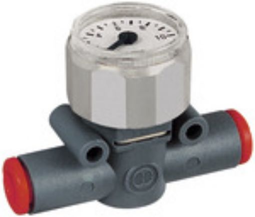 460-8 Manometer lineonline / 0-12 bar für Schlauch 8mm Anschluss Schlauch - Schlauch Betriebsdruck max. 12  