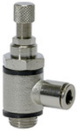 338.018-8 Drosselventil / G 1/8"/ beids. drosselbar Anschluss Steckverbindung / Rändelkopf für Schlauch 8 mm /  