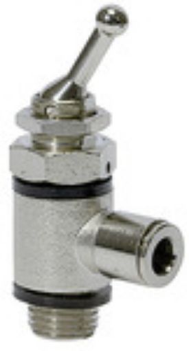 3615.018-4 3/2-Wege-Kipphebelventil/ Druckanschl. Einschr.gew/Anschl. Steckverbind./ G 1/8Ms vernickelt / für S  