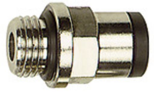 745.005-4 Gerade Einschraubverschr. "click-clock" M 5 AG / Ms vernickelt / inkl. O-ring für Schlauch-Außen-ø 4 max. 16 bar 