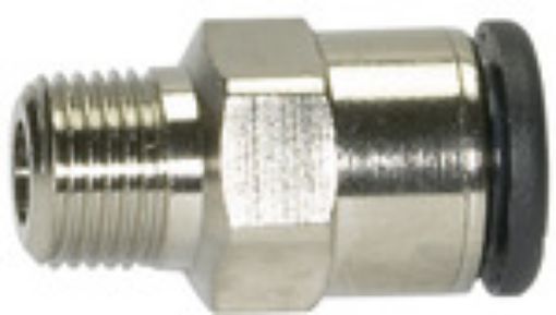 744.038-8 Gerade Einschraubverschr. "click-clock" R 3/8 AG / Ms vernickelt  für Schlauch-Außen-ø 8 mm / max. 1  