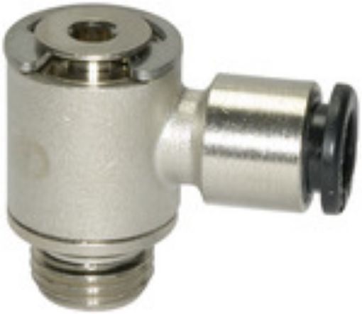 756.014-10 Schwenkverschraubung "click-clock" G 1/4 / Ms vernickelt / drehbar Schlauch-Außen-ø 10 mm  