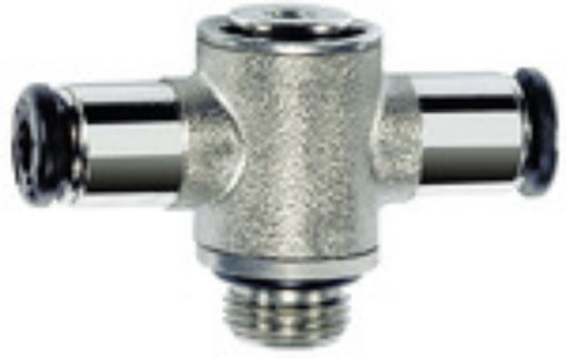 758.014-8 M T-Schwenk-Steckverbinder "click-clock" drehbar /  G 1/4 AG / Ms vernickelt für Schlauch Außen-ø 8 mm  
