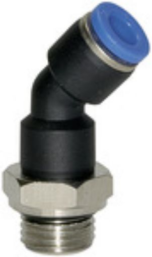 167.014-10 Winkelsteckverschraub. 45° "Blaue Serie" G 1/4 AG / Kunststoff  für Schlauch-Außen-ø 10 mm  