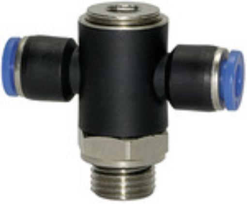 173.014-10 T-Steckverschraubung "Blaue Serie"  drehbar / mit Innensechskant / G 1/4 Kunststoff / für Schlauch-Außen-ø 10 mm 