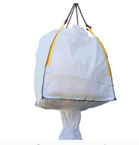 Big Bag 90x90x110cm, unbedr., oben:Schürze, 4 Schlaufen,Boden:Auslauf, Containersack mit 4 Hebeschlaufen, und Schürze, SWL 1000 kg, SF 5:1, 
