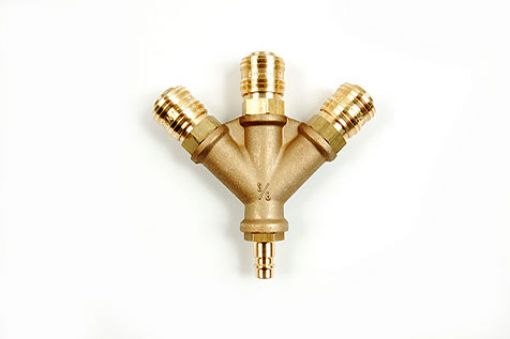 ES-Y-VERTEILER 3-FACH 3/8" 1X STECKER/3X KUPPLUNG Luftweiche NW 7,2 Messing ESV3.38.1ST3K 