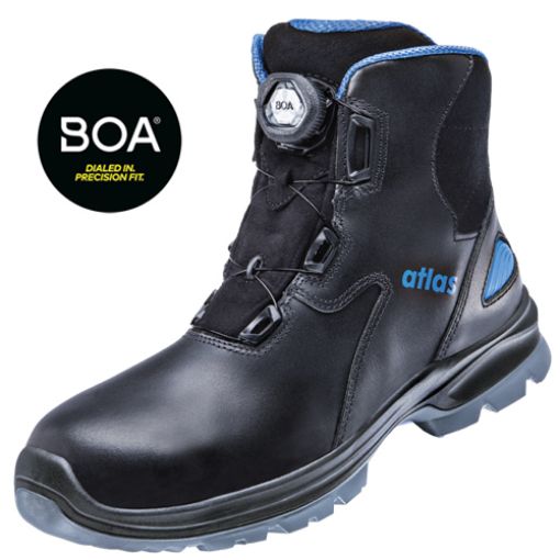 Atlas knöchelhoher Sicherheitsschuh SL 9845 XP BOA, Größe: 43, Weite: 10 EN ISO 20345 S3 SRC ESD Waterproofleder, Aluminiumkappe, XP metallfreie Durchtritthemmung, BOA-Verschluss 