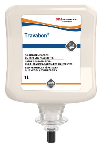 Travabon 1Liter Kartusche Hautschutzcreme gegen Öl,Fett und Klebstoffe TVC1L 