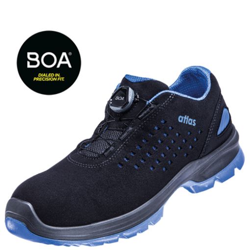 Atlas Halbschuh SL 940 BOA blue, Größe: 40, Weite: 10 EN ISO 20345 S1 SRC ESD Sportline Obermaterial, Aluminiumkappe, BOA-Verschluss 
