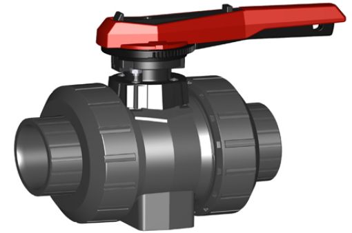 163546065 Kugelhahn 546 PVC-C/EPDM, mit Klebemuffe metrisch, d=40mm GF, DN 32, mit integrierter Befestigung 