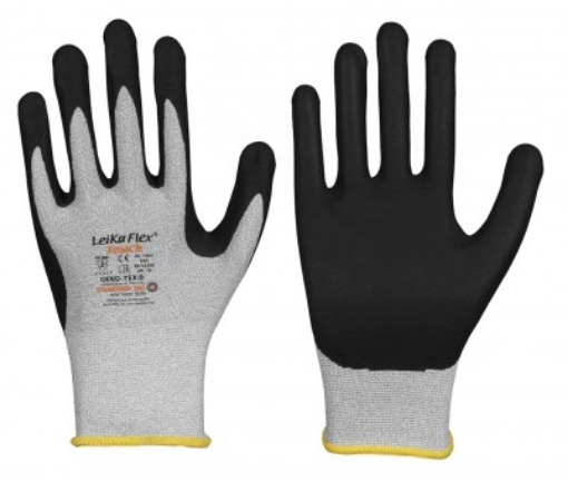 LeiKaFlex 1464, Größe: 10 (XL) LeikaFlex Touch, Nylon/Karbon Feinstrick-Handschuh  hellgrau, mit schwarzer Mikro-Schaum-Nitril-Beschichtung 
