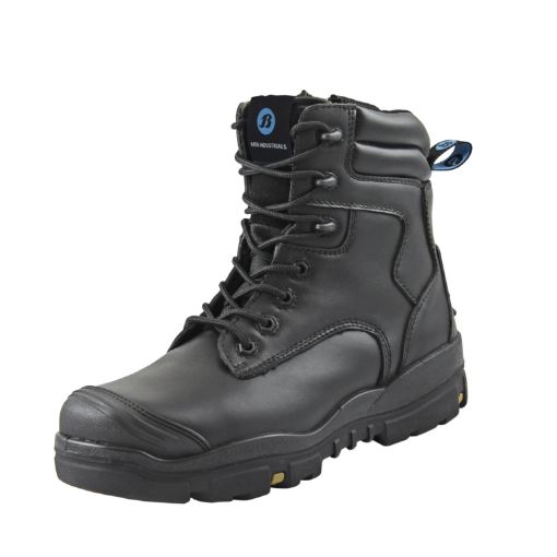 Bata Schnürstiefel Longreach Black Zip, Größe:48, Weite:XW EN ISO 20345 S1 SRC Vollnarbenleder, Kunststoffkappe und Kunststoffzwischensohle 