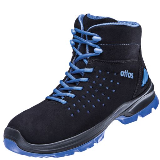 Atlas knöchelhoher Sicherheitsschuh SL 825 XP blue, Größe: 41, Weite: 10 EN ISO 20345 S1P SRC ESD Sportline Obermaterial, Aluminiumkappe, XP metallfreie Durchtritthemmung 