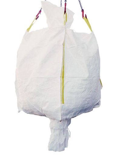 Big Bag 100x100x200cm, unbedr., oben: Einlauf, 4 Schlaufen, Boden:Auslauf, Containersack mit 4 Hebeschlaufen, SWL 1000 kg, SF 5:1, 