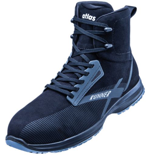 Atlas knöchelhoher Sicherheitsschuh Runner 105 , Größe: 45, Weite: 10 EN ISO 20345 S3 SRC hydrophobiertes Mikrofaser-Obermaterial, Stahlkappe, XP metallfreie Durchtritthemmung 