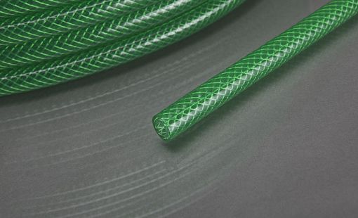 PVC Gewebeschlauch 9x3 mm, grün transparent Innendurchmesser 9 mm, Wandstärke 3 mm, Außendurchmesser 15 mm, RL50 Druckluftschlauch lebensmittecht 